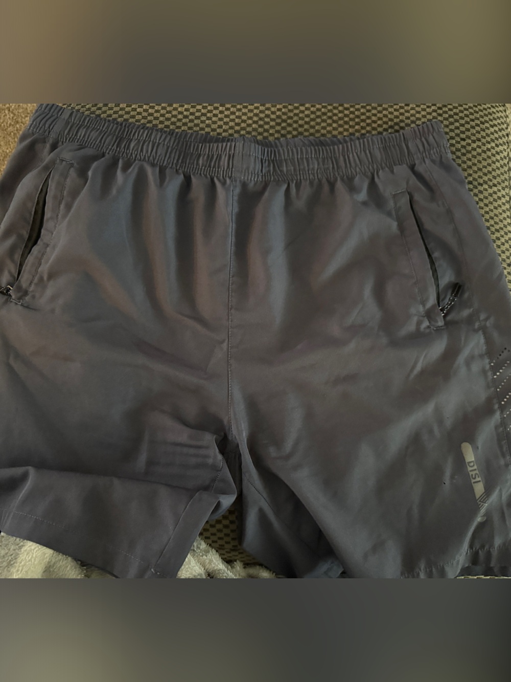 Men's Dark Gray Athletic Shorts with Zip Pockets
